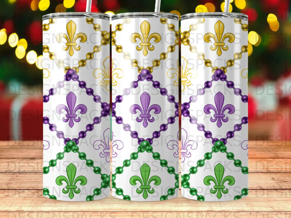 Gold Purple Green Fleur de Lis Beads Mardi Gras product type