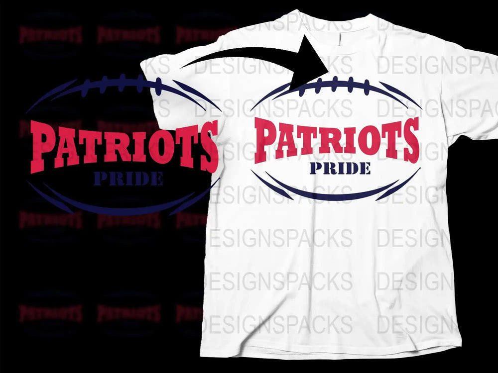 Patriots Pride Football Sports Fan T-Shirt, Game Day Graphic Tee, Supportive Sports Apparel for Fans