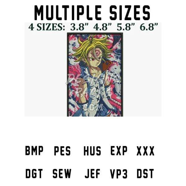 Meliodas Seven Deadly Sins Anime Embroidery Design