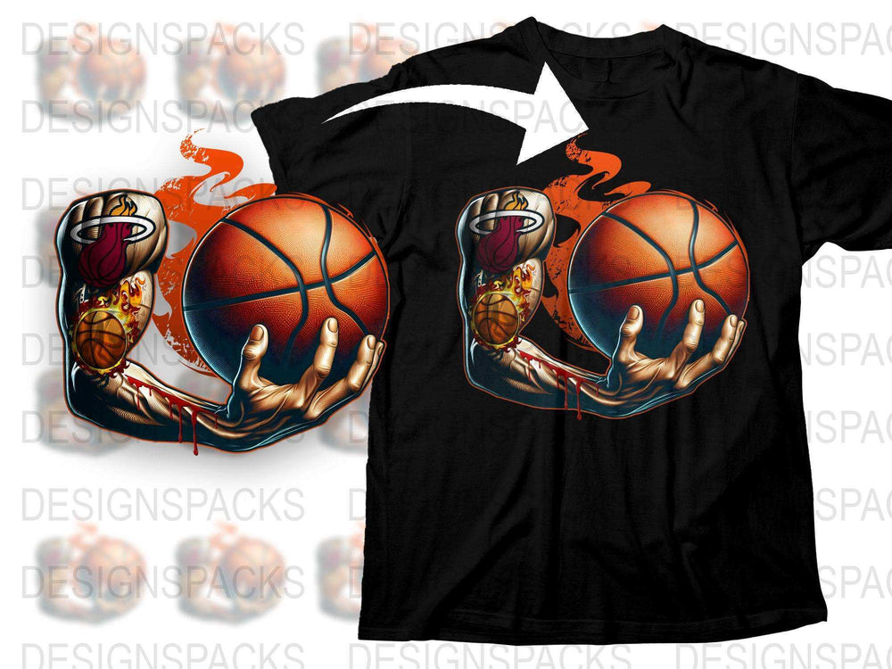 Unique Basketball T-Shirt, Fiery Slam Dunk Graphic Tee, Men's Sports Fashion, Vibrant Athletic Shirt