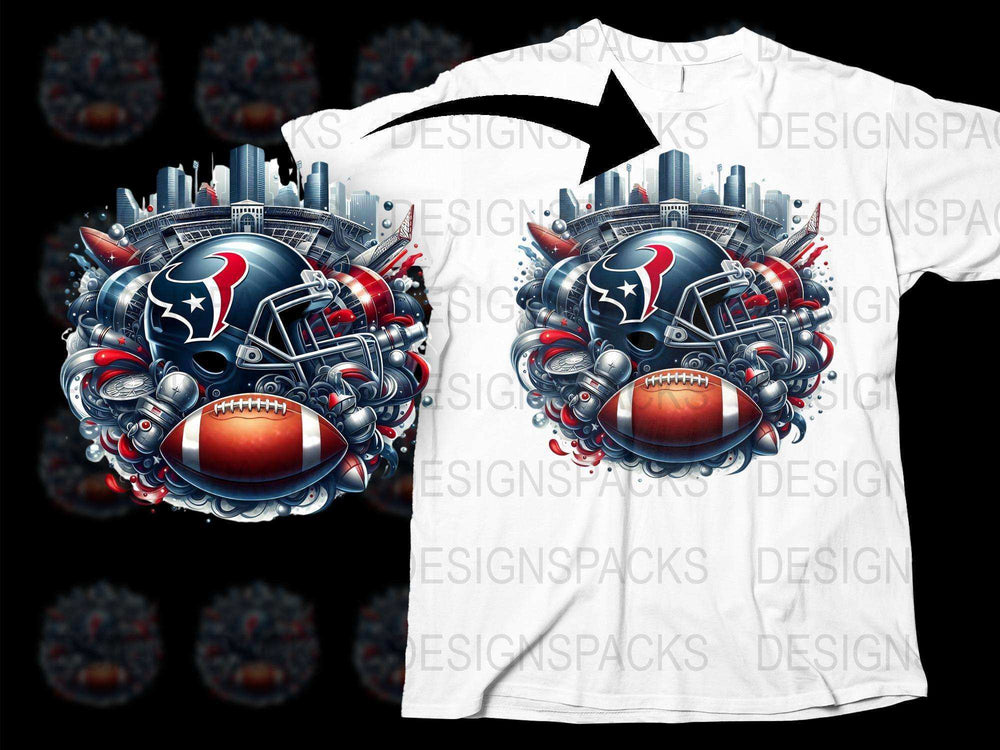 Houston Football Helmet Graphic T-Shirt, Sports Team Fan Apparel, American Football Tee, Custom Game Day Shirt