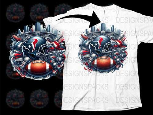 Houston Football Helmet Graphic T-Shirt, Sports Team Fan Apparel, American Football Tee, Custom Game Day Shirt