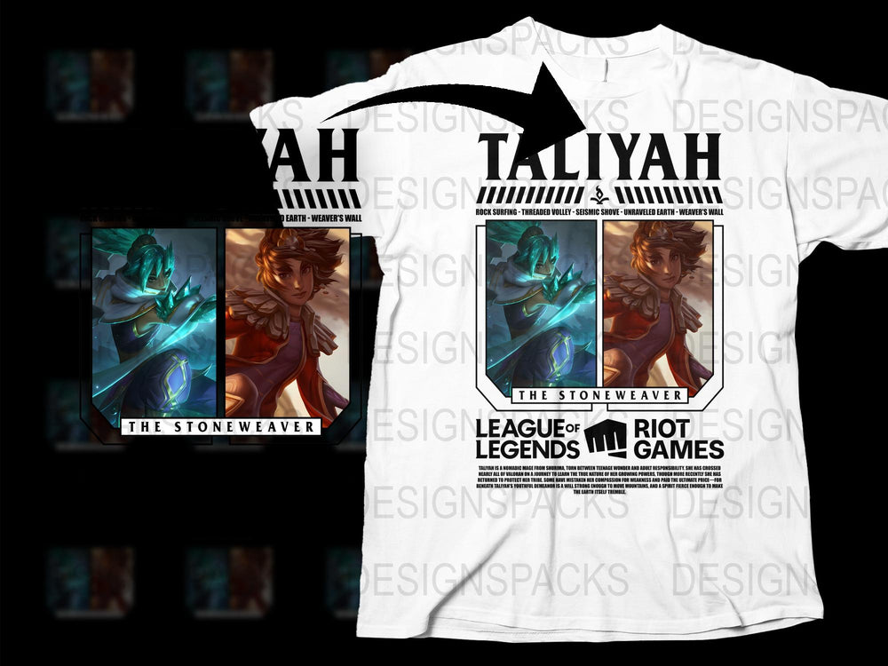League of Legends Taliyah The Stoneweaver Graphic T-Shirt, Gaming Apparel, Unisex White Tee, Fan Art Clothing