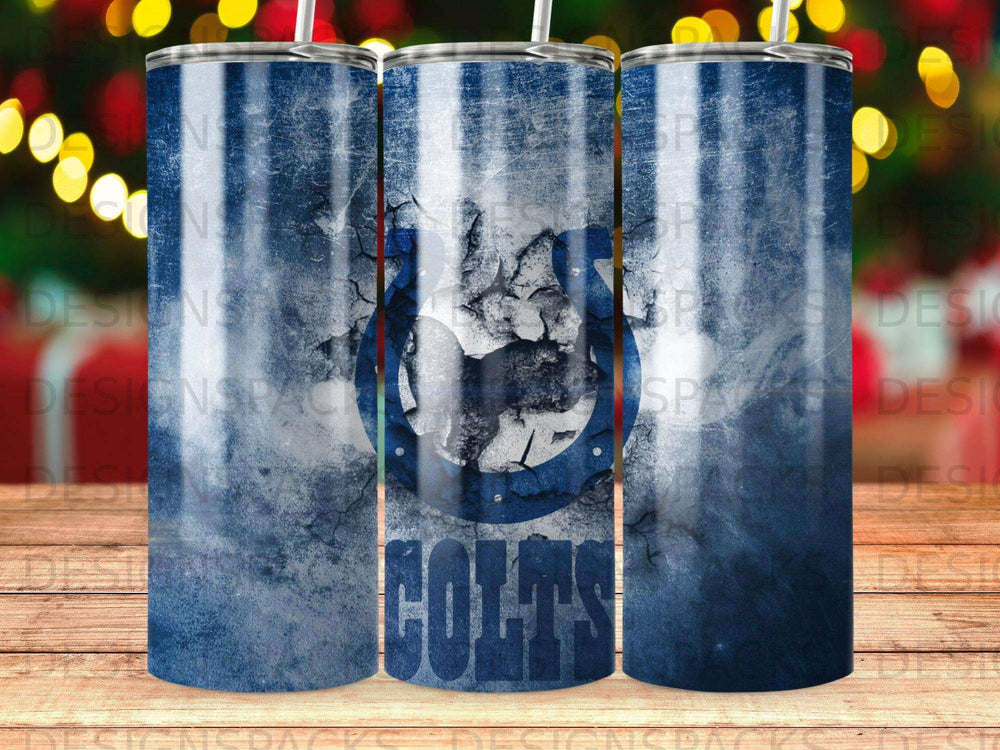 Blue tumbler featuring the Indianapolis Colts logo and team name.