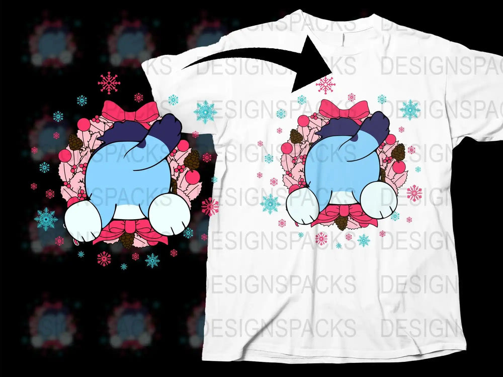 Floral Wreath Snowflake Winter T-Shirt, Cozy Seasonal Graphic Tee, Unique Holiday Gift Idea for Her