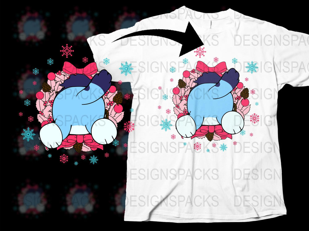 Floral Wreath Snowflake Winter T-Shirt, Cozy Seasonal Graphic Tee, Unique Holiday Gift Idea for Her