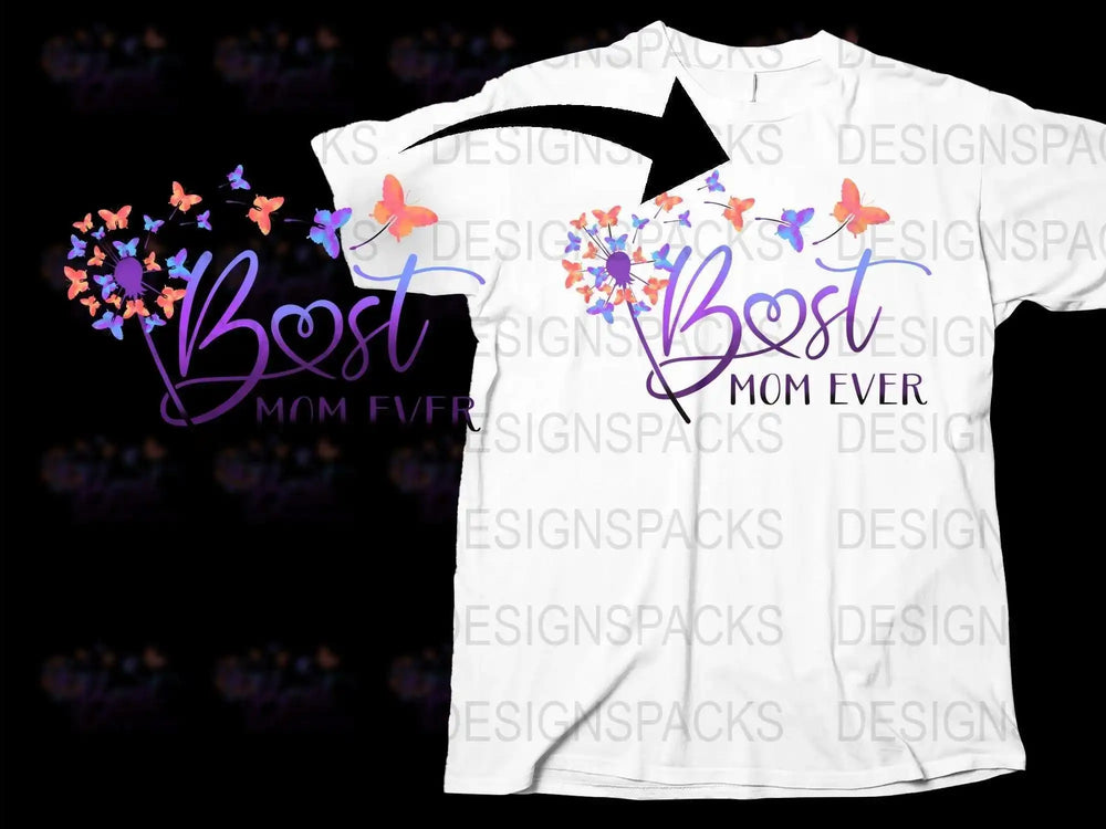 Best Mom Ever T-Shirt, Butterfly Graphic Tee, Mother’s Day Gift, Floral Design, Women’s Fashion Top