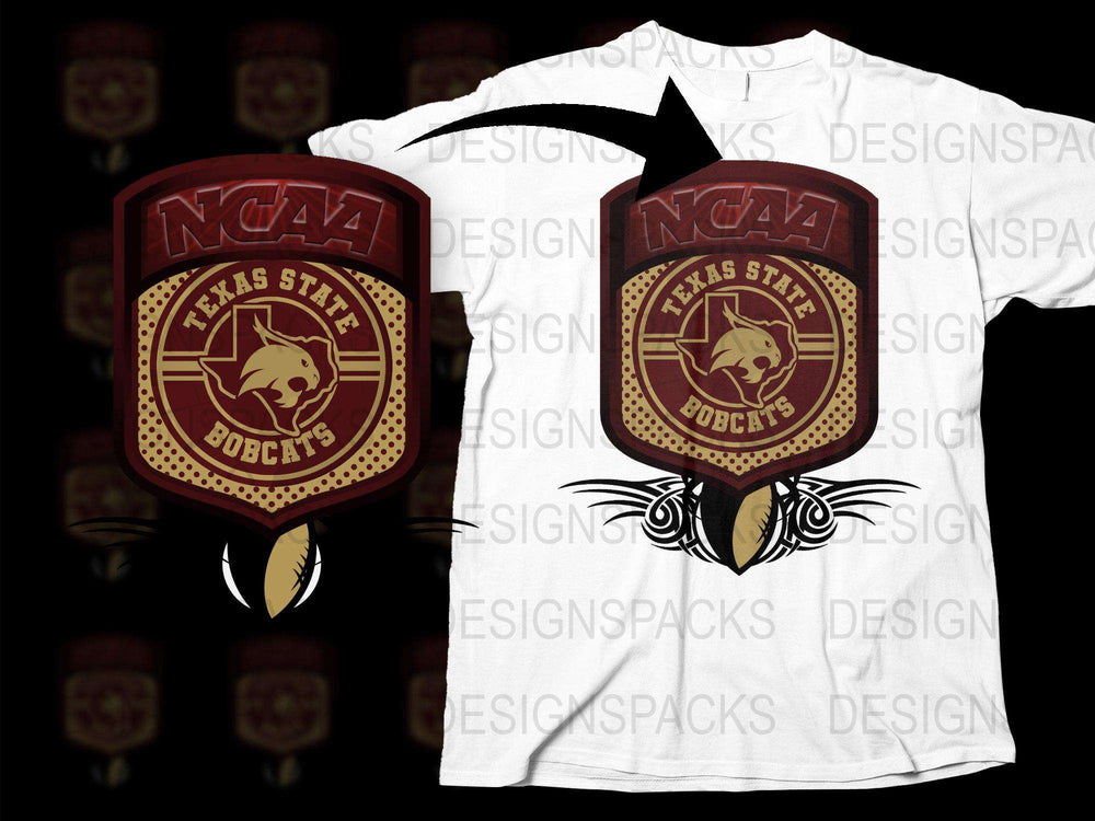 Texas State Bobcats NCAA Logo T-Shirt, Maroon and White College Apparel, Sports Fan Gear, Unisex Graphic Tee