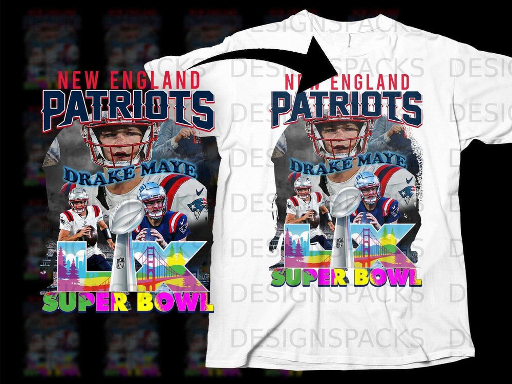 New England Patriots Drake Maye LIX Super Bowl T-shirt