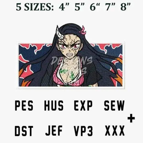 Nezuko Kamado Anime Embroidery Design