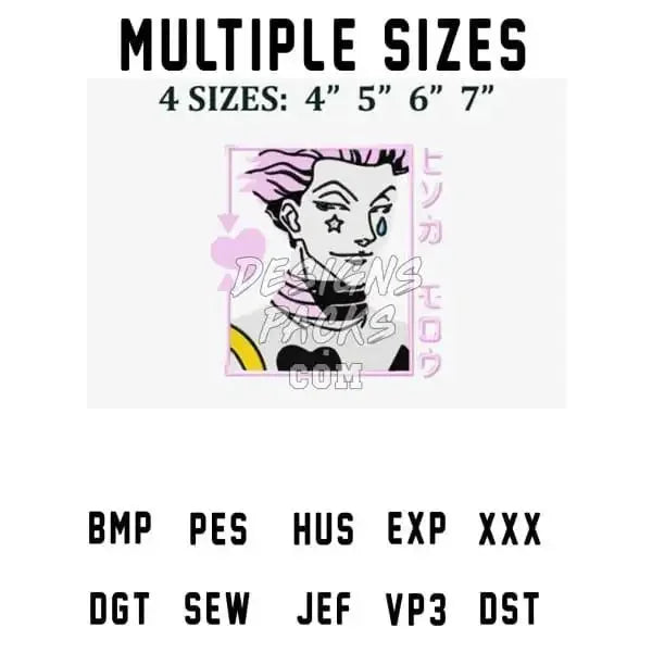 Hisoka Anime Embroidery Design