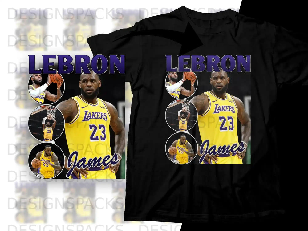LeBron James Los Angeles Lakers basketball jersey t-shirt design.