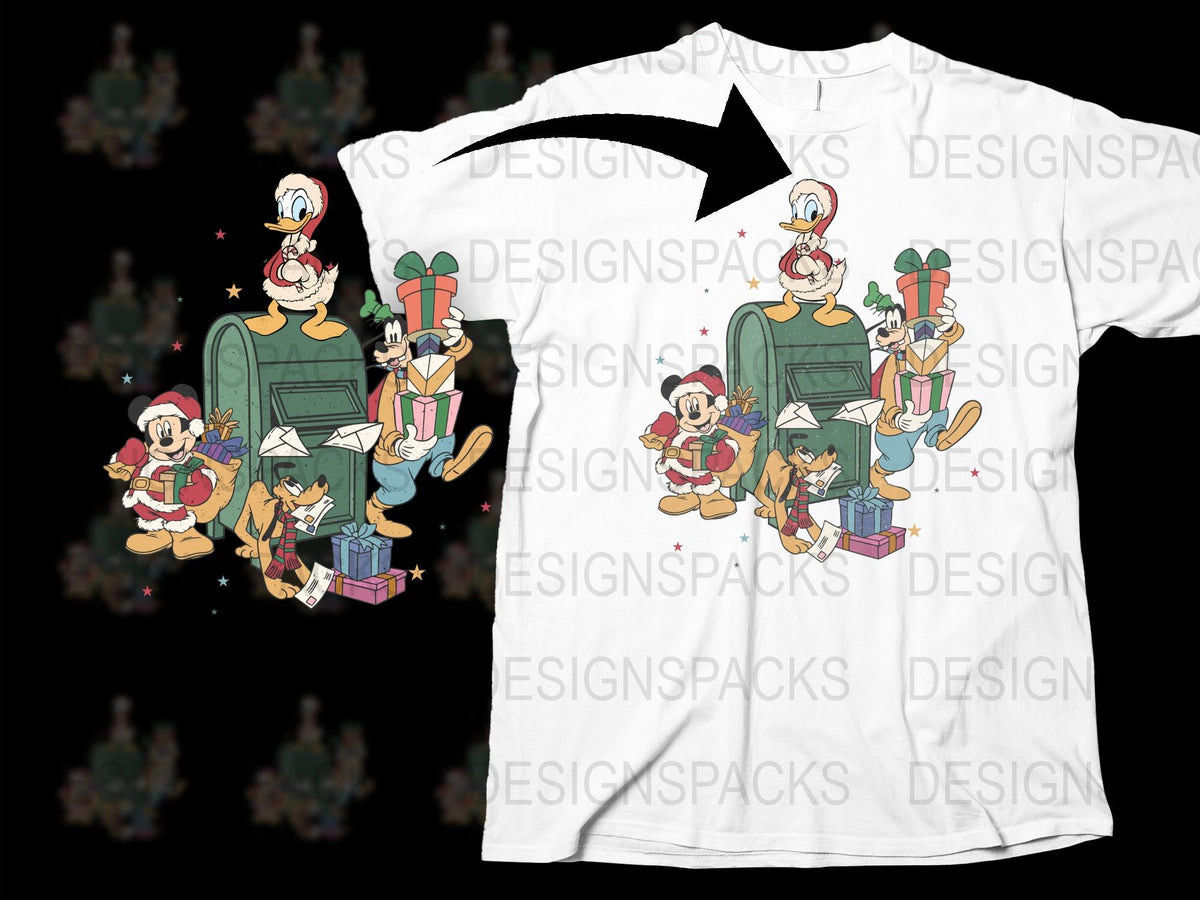 Cartoon Christmas T-Shirt, Festive Holiday Tee with Animated Characters, Gift Idea