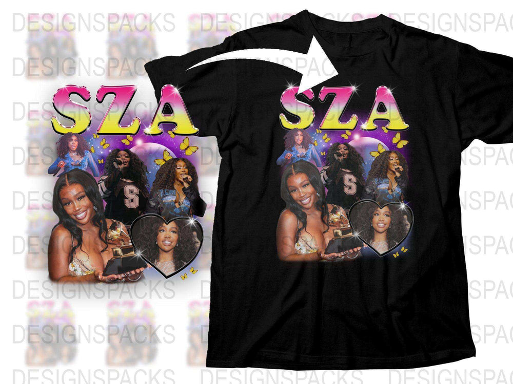 SZA Inspired Graphic T-Shirt, Pop Music Fan Merch, Colorful Celebrity Print, Casual Streetwear, Unique Singer Tee Design