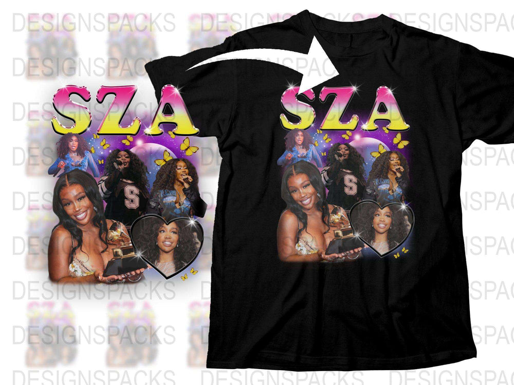SZA Inspired Graphic T-Shirt, Pop Music Fan Merch, Colorful Celebrity Print, Casual Streetwear, Unique Singer Tee Design