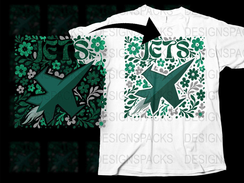 Floral Star Pattern Design Graphic T-Shirt, Stylish Green and White Tee, Casual Wear for All Ages