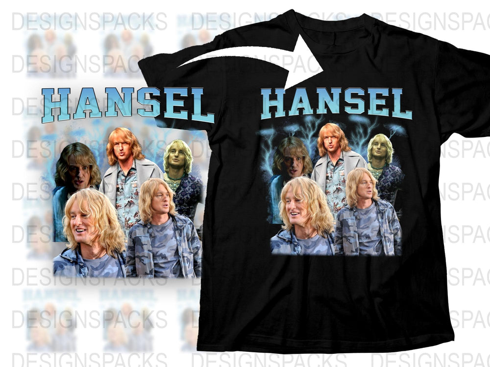 Hansel Movie Graphic T-Shirt, Retro Film Character Tee, Vintage Style Black Shirt, Unisex Fashion Top