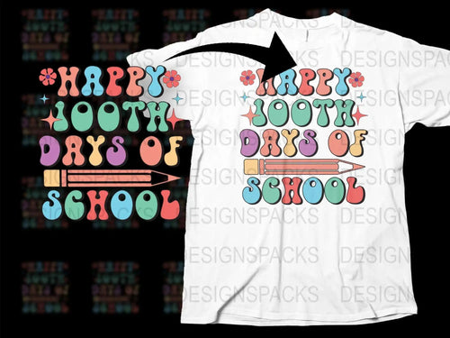 Happy 100th Day of School T-Shirt, Colorful Teacher Shirt, Fun Student Celebration Tee, Graphic Educational Apparel