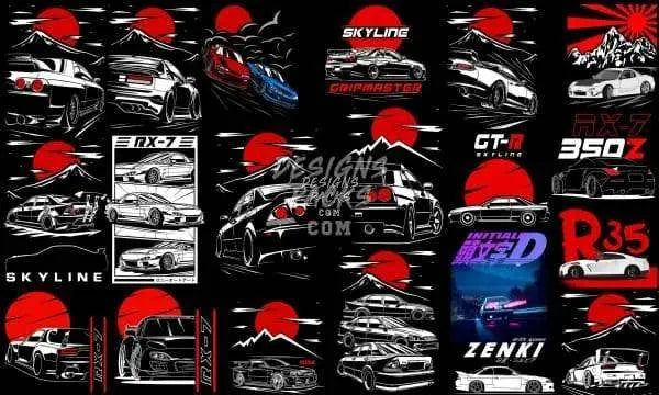 43 JDM Cars Designs Bundle PNG pack 1
