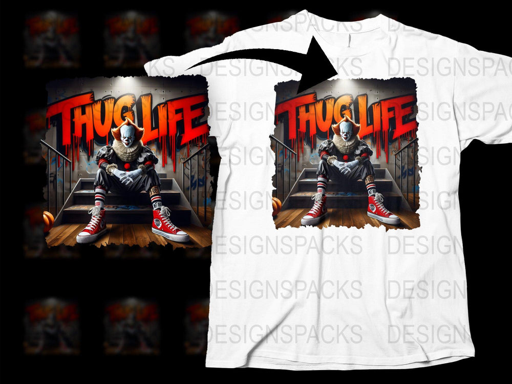 Thug Life Skull Mascot Urban Style Graphic T-Shirt, Cool Streetwear Tee, Hip Hop Fashion, Unique Design Shirt