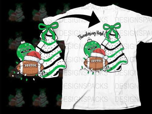 Christmas Football T-Shirt, Santa Hat Graphic, Holiday Sports Tee, Festive Winter Apparel