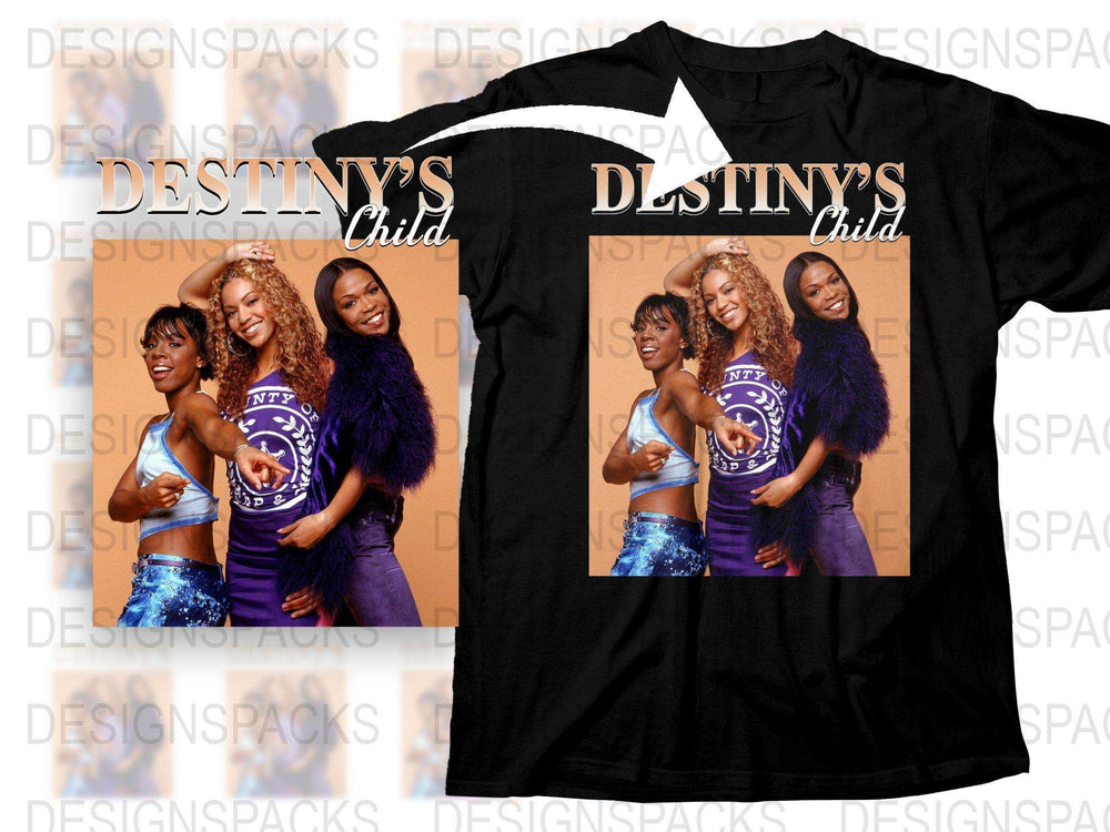 Vintage Destiny's Child Band T-Shirt, 90s RandB Music Tee, Retro Pop Group Fashion, Collectible Memorabilia, Unisex Black Shirt