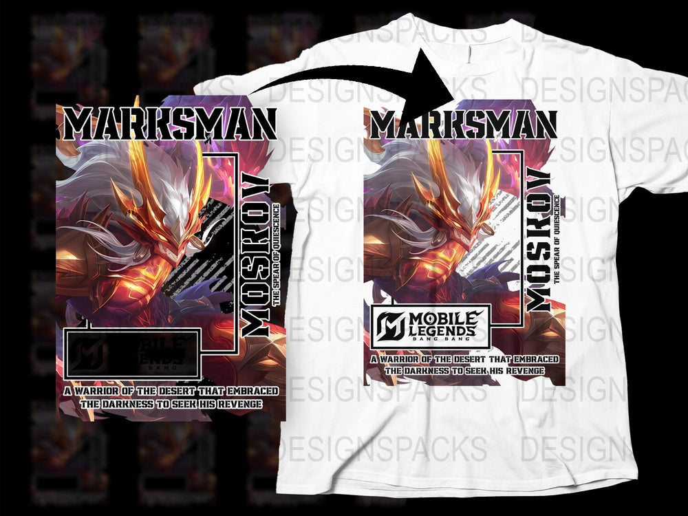 Mobile Legends Moskov Marksman Warrior T-Shirt, Gaming Graphic Tee, Unisex Full Print Shirt