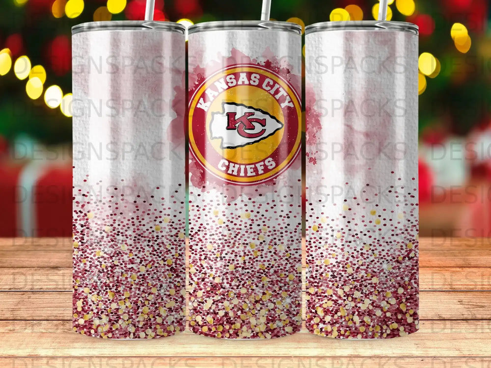 Kansas City Chiefs tumbler with glitter.