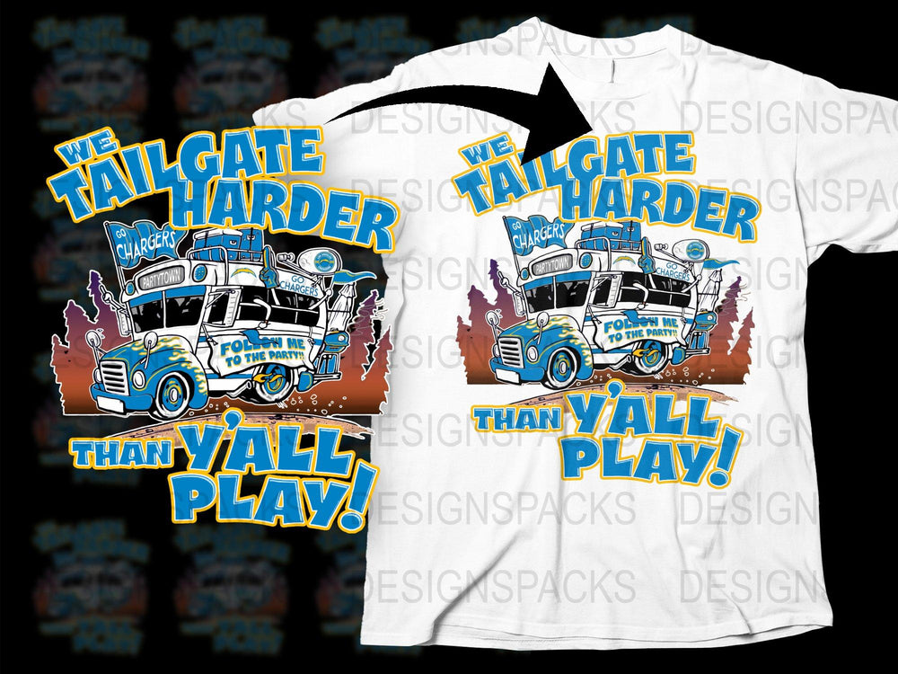 Tailgate Harder Than Y'all Play T-Shirt, Vintage Truck Design, Sports Fan Tee, Casual Graphic Shirt