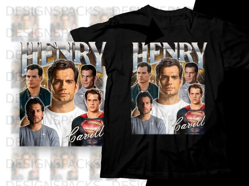 Henry Cavill collage shirt with text 
