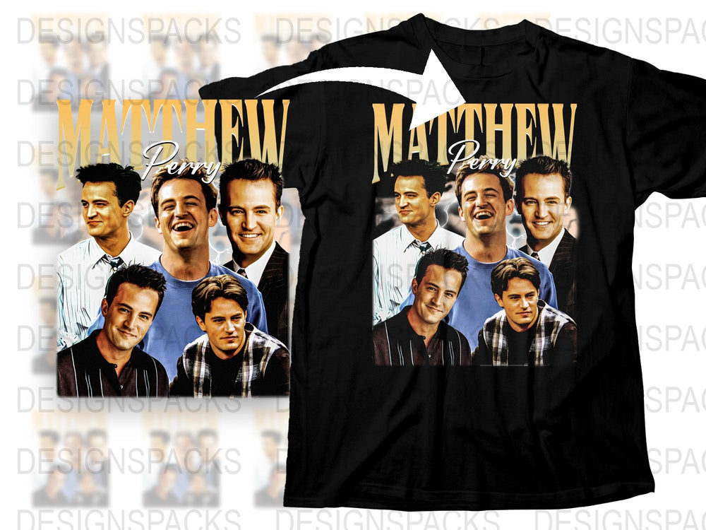 Matthew Perry Collage T-Shirt, Friends TV Show, Multiple Poses Graphic Tee, Fan Gift Idea