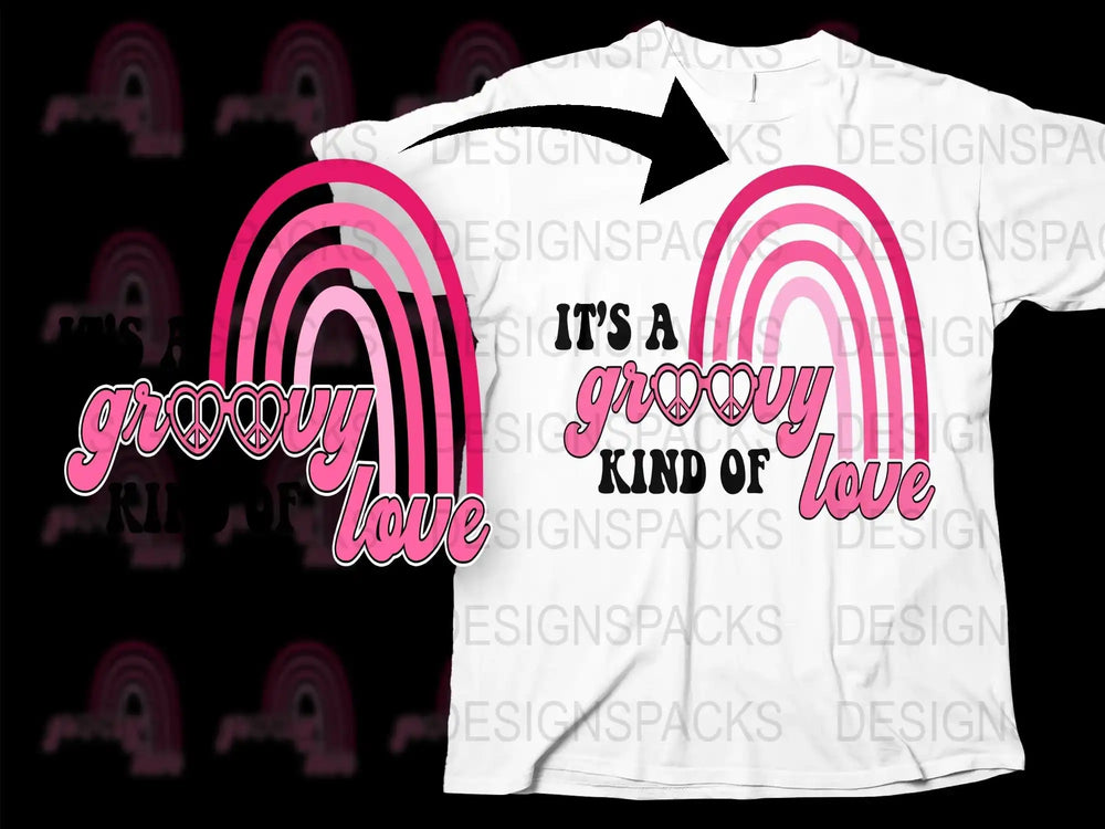 Groovy Love Rainbow Print T-Shirt, Vintage Retro 70s Style Graphic Tee, Unisex Casual Fashion Shirt