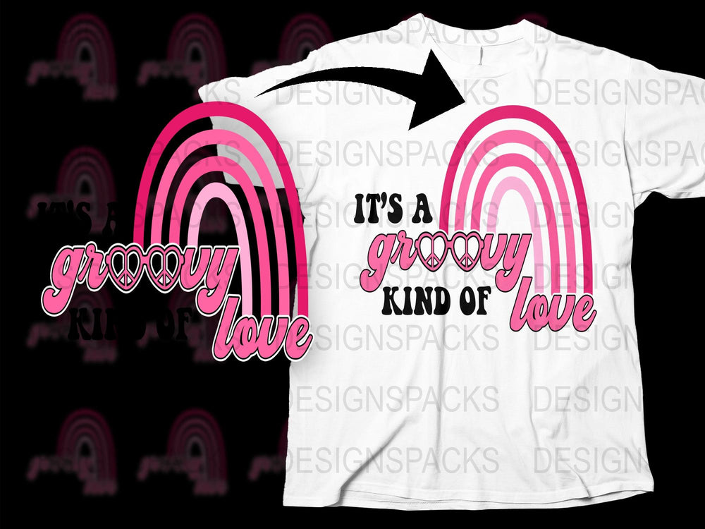 Groovy Love Rainbow Print T-Shirt, Vintage Retro 70s Style Graphic Tee, Unisex Casual Fashion Shirt