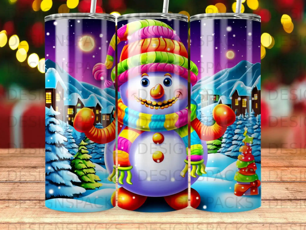 Winter Wonderland Snowman Tumbler Digital Wrap Design