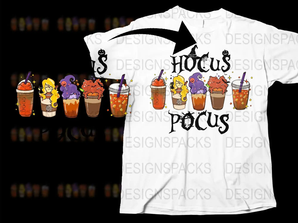 Hocus Pocus Halloween T-Shirt, Funny Witch Coffee Design, Spooky Fall Graphic Tee, Unisex Adult Clothing