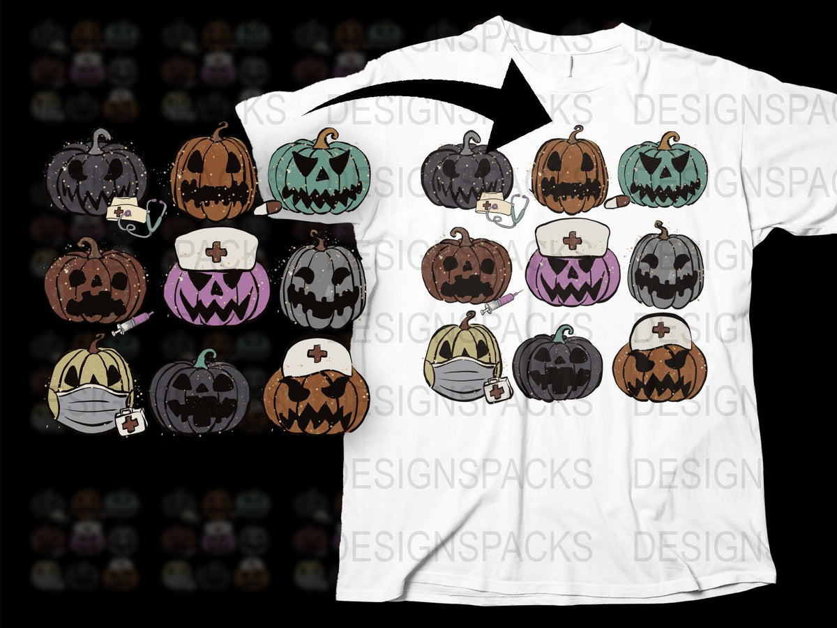 Halloween Pumpkin T-Shirt, Spooky Face Masks, Various Designs, Jack-O-Lantern Tee, Cotton Unisex Shirt for All Ages