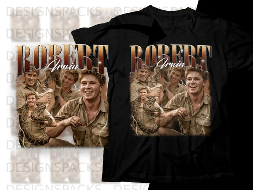 T-shirt featuring Robert Irwin with a snake and koalas, 