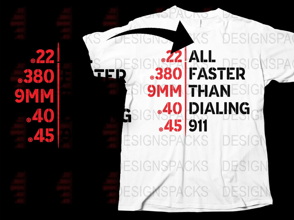 Designer T-Shirt Faster Than Dialing 911 Graphic Tee, Bold Red Text, Streetwear Style, Unisex Fit