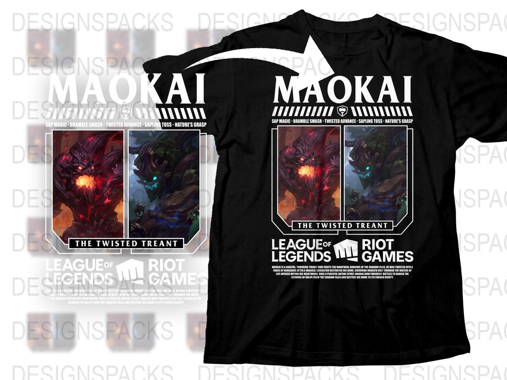 League of Legends Maokai T-Shirt, The Twisted Treant Graphic Tee, Riot Games Merch, Gamer Clothing, Unisex Black T-Shirt
