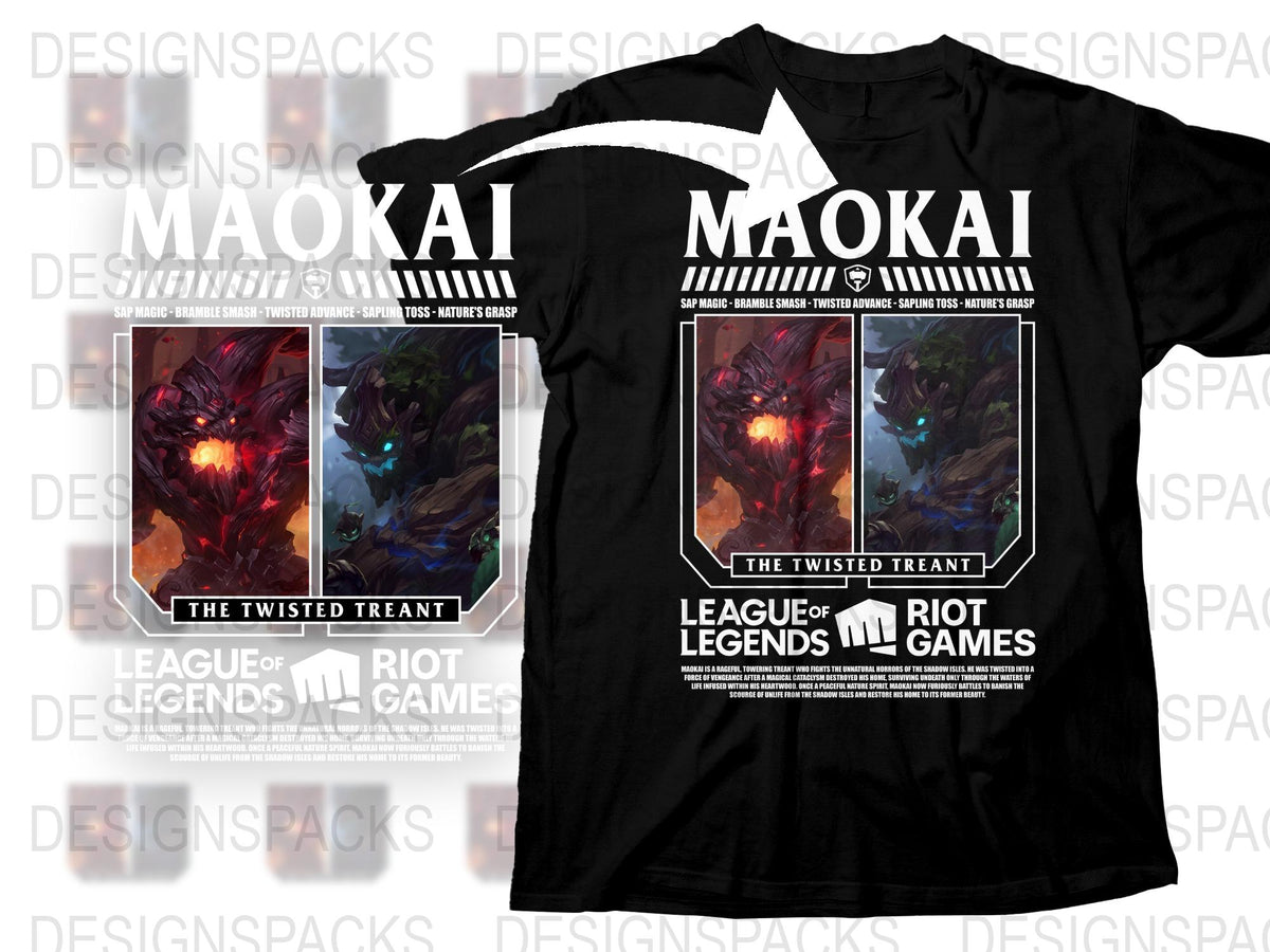 League of Legends Maokai T-Shirt, The Twisted Treant Graphic Tee, Riot Games Merch, Gamer Clothing, Unisex Black T-Shirt