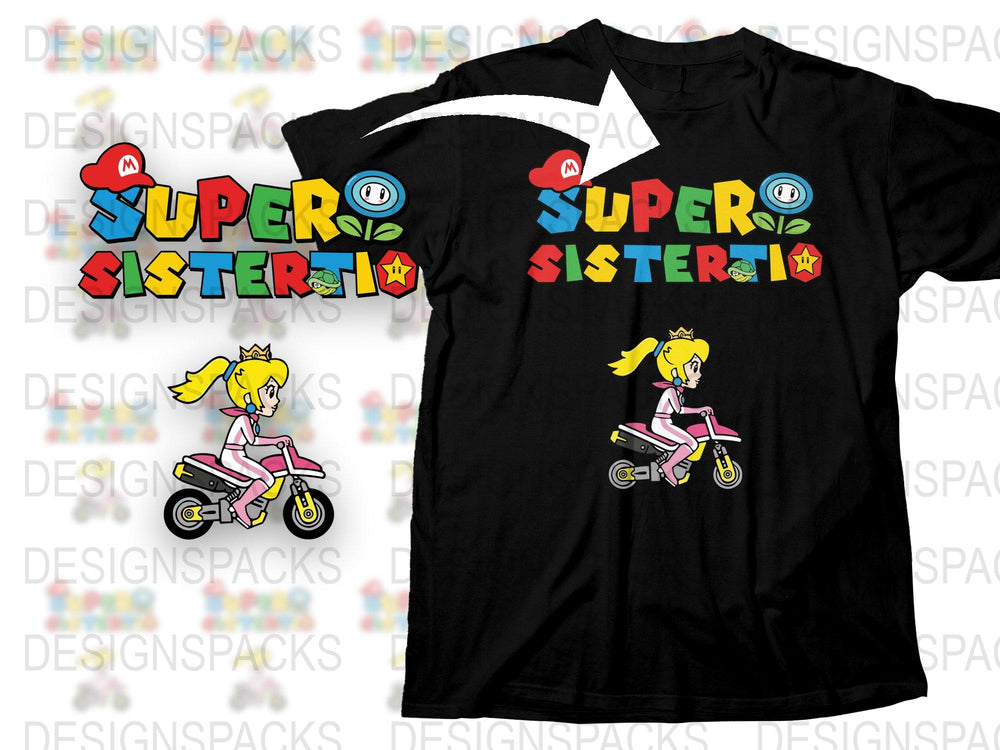 Super Sister T-Shirt, Cute Cartoon Girl on Bike, Graphic Tee for Girls, Colorful Casual Kids Wear