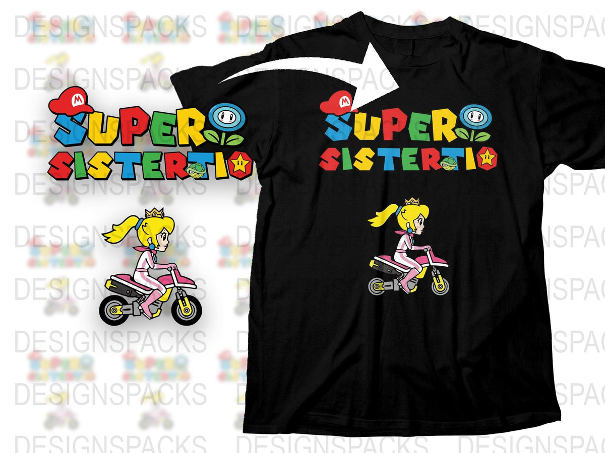 Super Sister T-Shirt, Cute Cartoon Girl on Bike, Graphic Tee for Girls, Colorful Casual Kids Wear