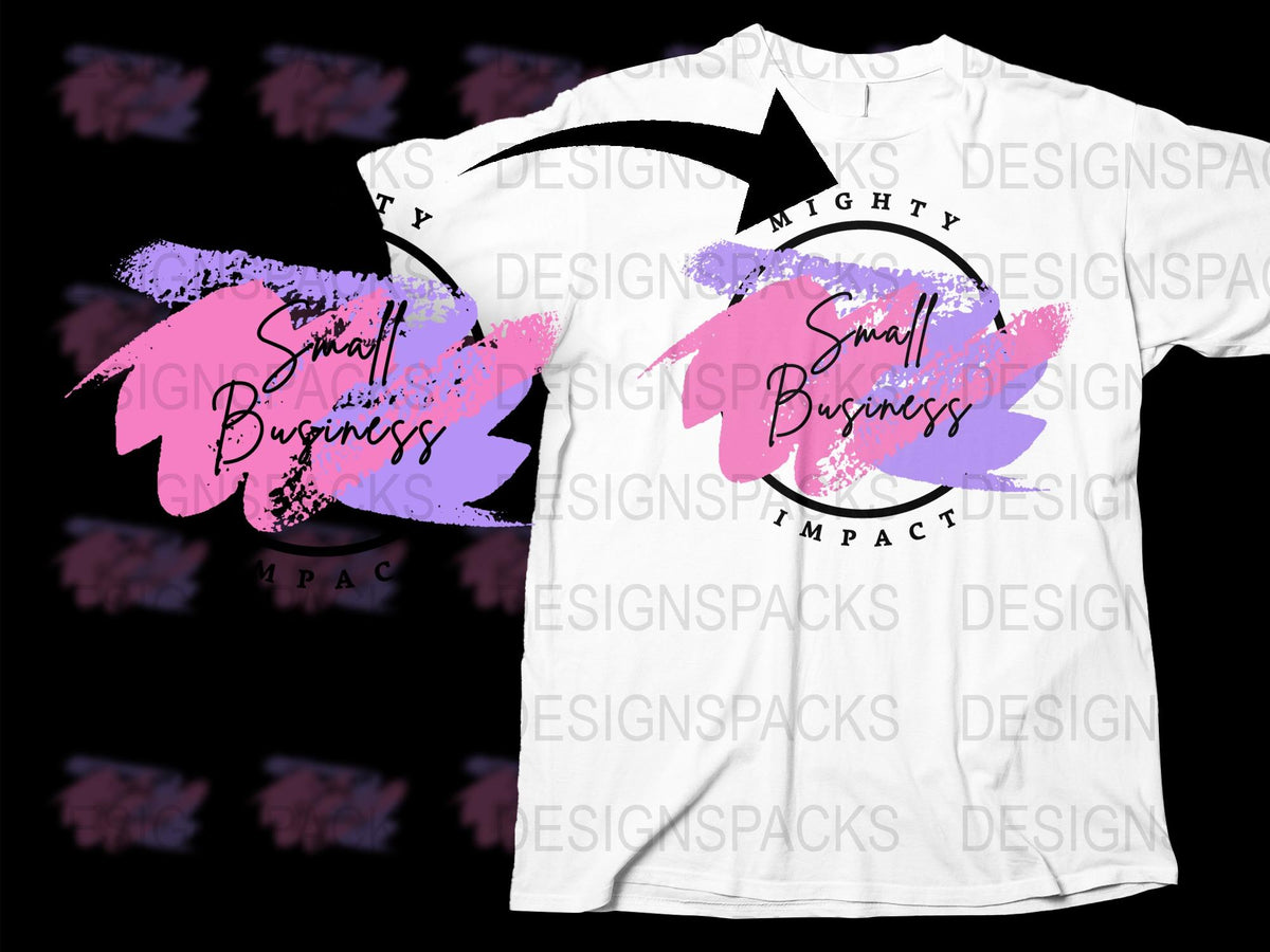 Small Business Mighty Impact T-Shirt, Pink and Black Graphic Tee, Modern Entrepreneur Apparel