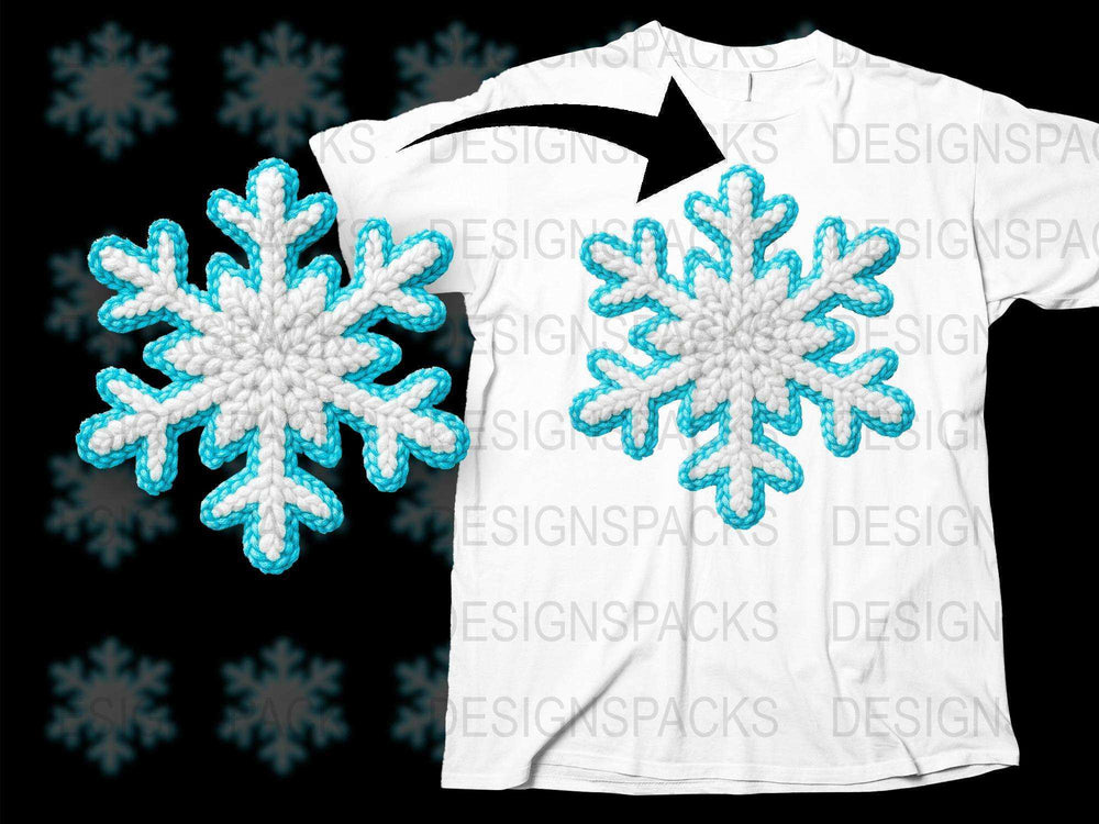 Winter Snowflake T-Shirt, 3D Graphic Tee, Unisex White Blue Holiday Apparel