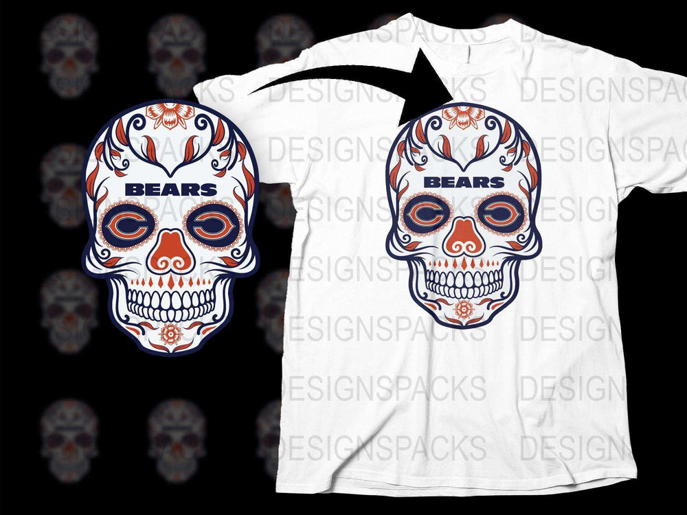 Bears Skull Graphic T-Shirt, Colorful Tribal Design, Casual Urban Clothing, Unique Men's Fashion Tee