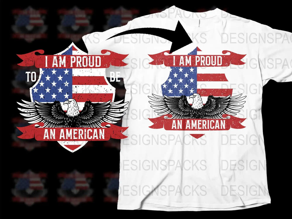Patriotic American Eagle T-Shirt, USA Flag, I Am Proud To Be An American Tee, Unisex Graphic Shirt