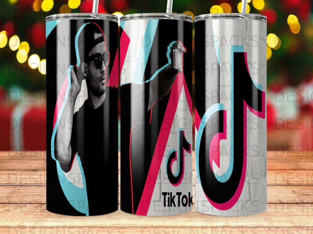 Man in sunglasses holding phone with TikTok logo overlay.