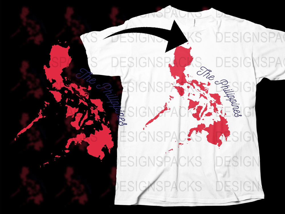 Philippines Map Splatter Design T-Shirt, Red and White Graphic Tee, Patriotic Filipino Apparel, Unique Gift Idea