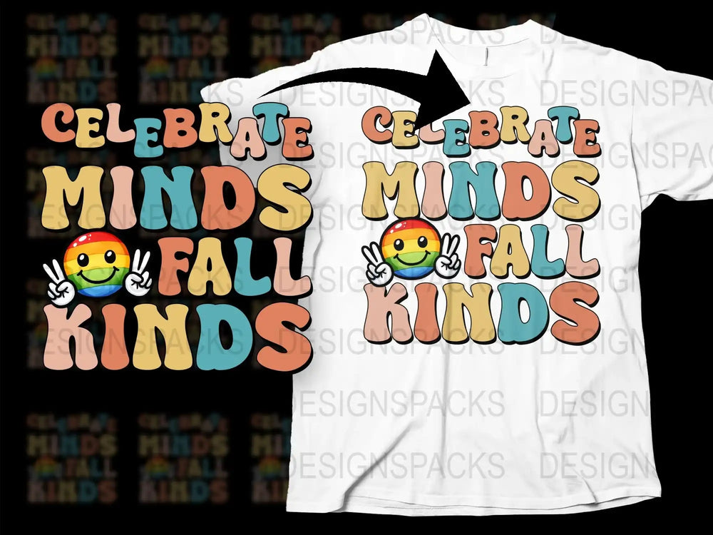 Celebrate Minds All Kinds T-Shirt, Positive Message Tee, Colorful Unisex T-Shirt Design, Emoji Graphic Shirt