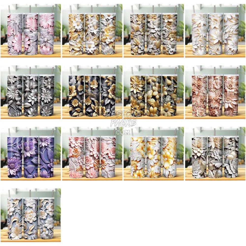 44 3D Metal Flowers Tumbler Wrap Bundle Jpg